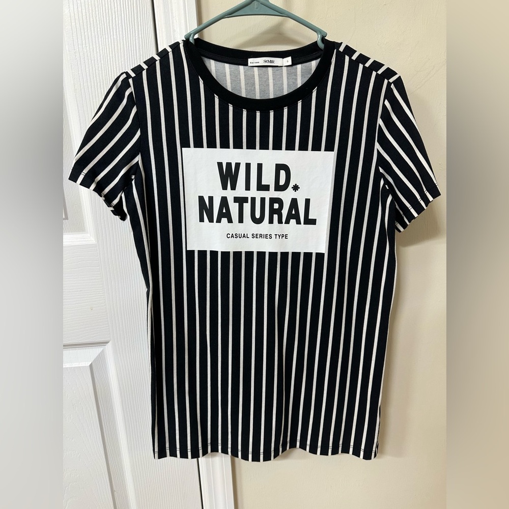 Black and White Striped Women's Tee